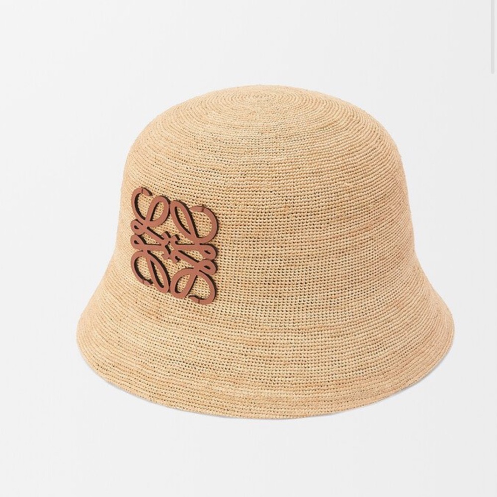 Loewe Tan Raffia Bucket Hat (raffia & calfskin)